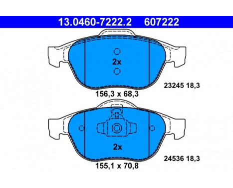 Kit de plaquettes de frein, frein à disque 13.0460-7222.2 ATE, Image 2