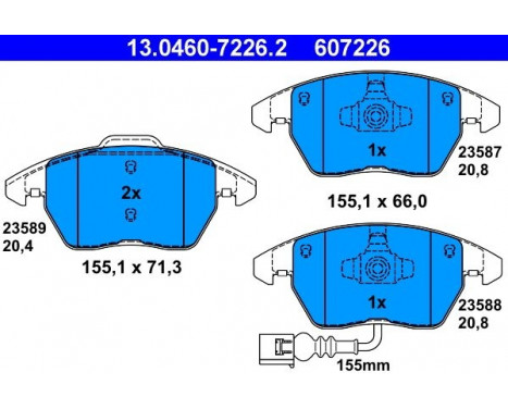 Kit de plaquettes de frein, frein à disque 13.0460-7226.2 ATE, Image 2