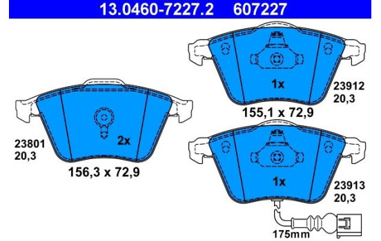 Kit de plaquettes de frein, frein à disque 13.0460-7227.2 ATE, Image 2