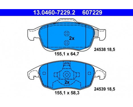 Kit de plaquettes de frein, frein à disque 13.0460-7229.2 ATE, Image 3