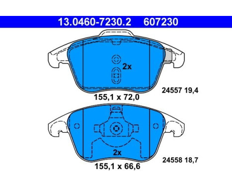 Kit de plaquettes de frein, frein à disque 13.0460-7230.2 ATE, Image 2