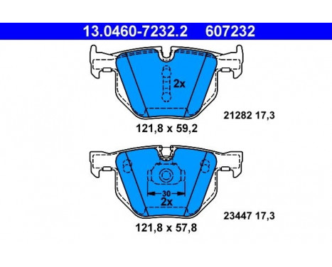 Kit de plaquettes de frein, frein à disque 13.0460-7232.2 ATE, Image 2