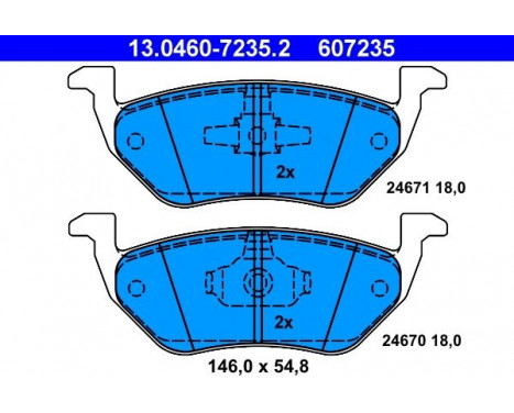 Kit de plaquettes de frein, frein à disque 13.0460-7235.2 ATE, Image 2