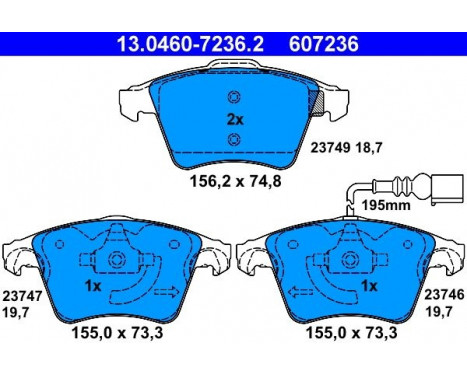 Kit de plaquettes de frein, frein à disque 13.0460-7236.2 ATE, Image 2