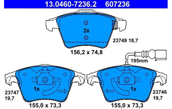 Kit de plaquettes de frein, frein à disque 13.0460-7236.2 ATE, Image 2
