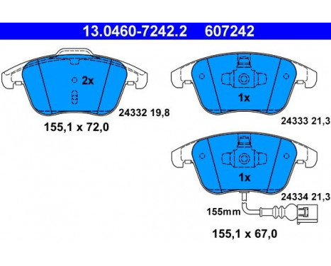 Kit de plaquettes de frein, frein à disque 13.0460-7242.2 ATE, Image 2