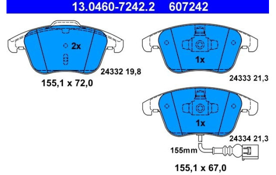 Kit de plaquettes de frein, frein à disque 13.0460-7242.2 ATE, Image 2