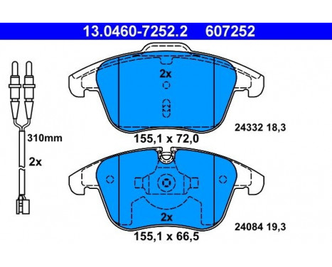 Kit de plaquettes de frein, frein à disque 13.0460-7252.2 ATE, Image 2