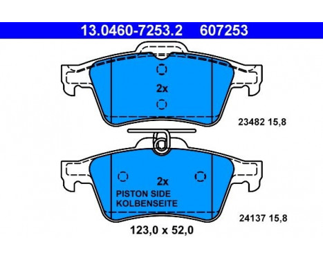 Kit de plaquettes de frein, frein à disque 13.0460-7253.2 ATE, Image 2