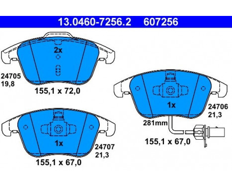 Kit de plaquettes de frein, frein à disque 13.0460-7256.2 ATE, Image 2