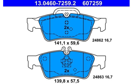 Kit de plaquettes de frein, frein à disque 13.0460-7259.2 ATE, Image 2