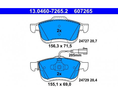 Kit de plaquettes de frein, frein à disque 13.0460-7265.2 ATE, Image 2