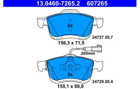 Kit de plaquettes de frein, frein à disque 13.0460-7265.2 ATE, Image 2
