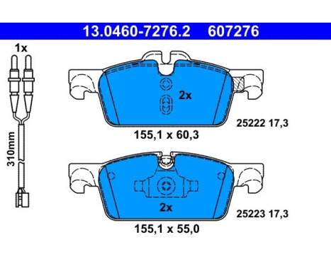 Kit de plaquettes de frein, frein à disque 13.0460-7276.2 ATE, Image 2