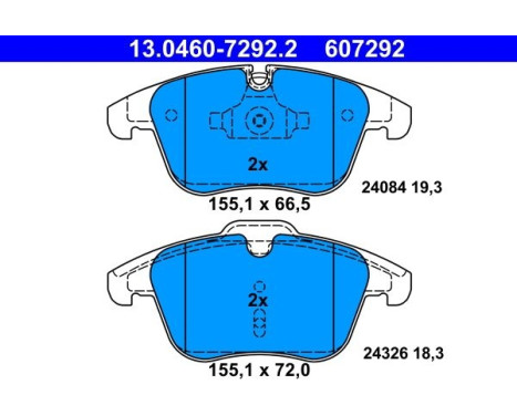 Kit de plaquettes de frein, frein à disque 13.0460-7292.2 ATE, Image 2