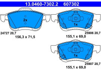 Kit de plaquettes de frein, frein à disque 13.0460-7302.2 ATE