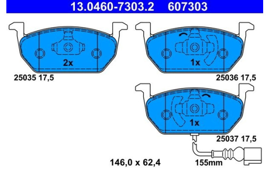 Kit de plaquettes de frein, frein à disque 13.0460-7303.2 ATE, Image 2