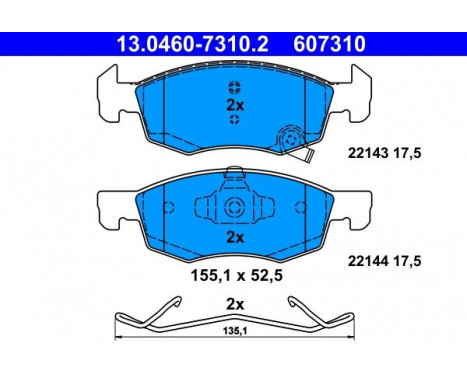 Kit de plaquettes de frein, frein à disque 13.0460-7310.2 ATE, Image 2