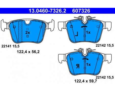 Kit de plaquettes de frein, frein à disque 13.0460-7326.2 ATE