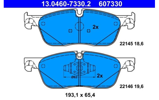 Kit de plaquettes de frein, frein à disque 13.0460-7330.2 ATE, Image 2