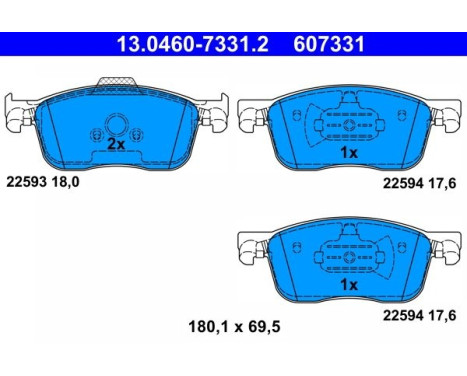 Kit de plaquettes de frein, frein à disque 13.0460-7331.2 ATE, Image 2