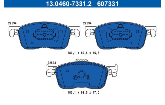 Kit de plaquettes de frein, frein à disque 13.0460-7331.2 ATE, Image 3