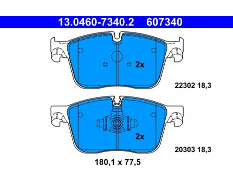 Kit de plaquettes de frein, frein à disque 13.0460-7340.2 ATE