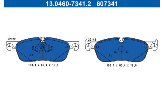 Kit de plaquettes de frein, frein à disque 13.0460-7341.2 ATE, Image 2