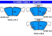 Kit de plaquettes de frein, frein à disque 13.0460-7342.2 ATE
