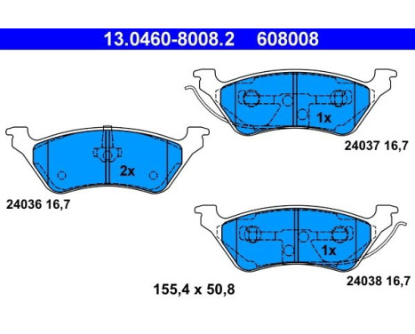 Kit de plaquettes de frein, frein à disque 13.0460-8008.2 ATE, Image 2