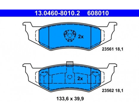 Kit de plaquettes de frein, frein à disque 13.0460-8010.2 ATE