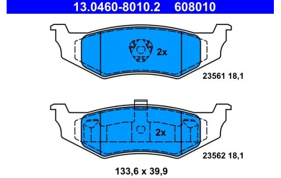 Kit de plaquettes de frein, frein à disque 13.0460-8010.2 ATE