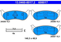 Kit de plaquettes de frein, frein à disque 13.0460-8017.2 ATE
