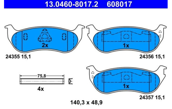 Kit de plaquettes de frein, frein à disque 13.0460-8017.2 ATE