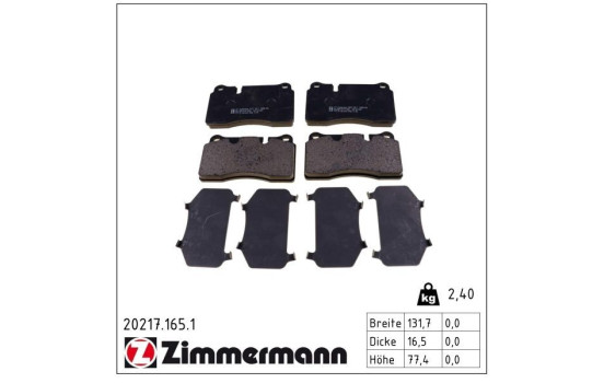 Kit de plaquettes de frein, frein à disque 20217.165.1 Zimmermann, Image 2