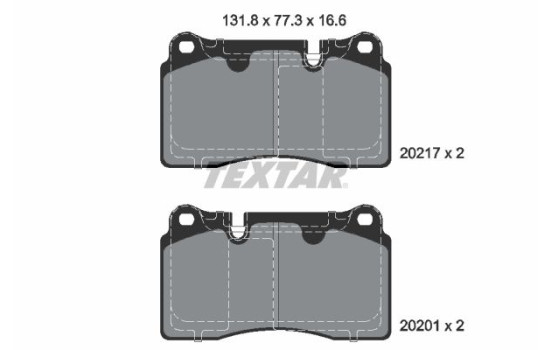 Kit de plaquettes de frein, frein à disque 2021703 Textar