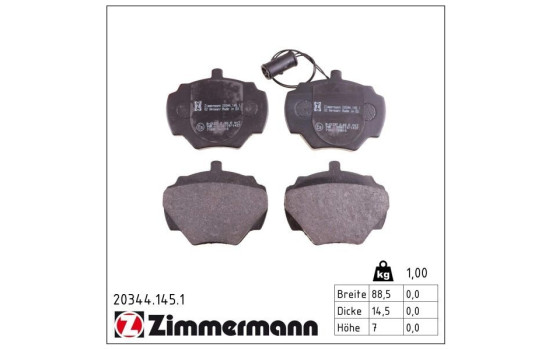 Kit de plaquettes de frein, frein à disque 20344.145.1 Zimmermann, Image 2