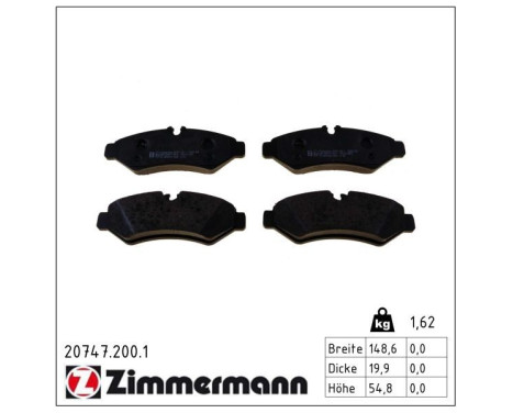 Kit de plaquettes de frein, frein à disque 20747.200.1 Zimmermann
