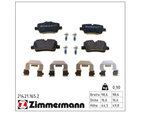 Kit de plaquettes de frein, frein à disque 21421.165.2 Zimmermann