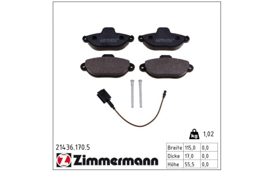 Kit de plaquettes de frein, frein à disque 21436.170.5 Zimmermann, Image 2