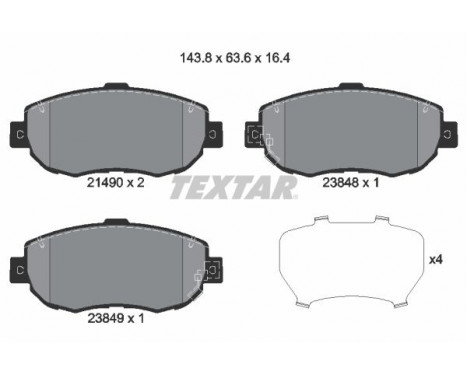 Kit de plaquettes de frein, frein à disque 2149001 Textar