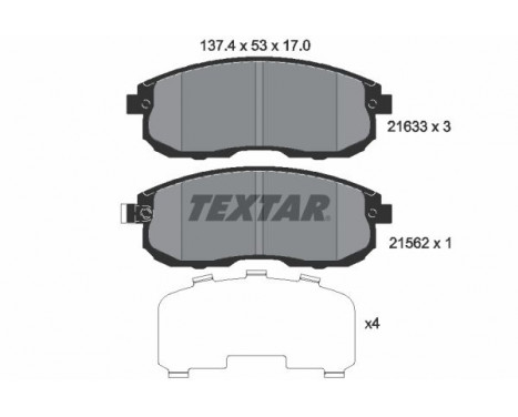 Kit de plaquettes de frein, frein à disque 2163301 Textar