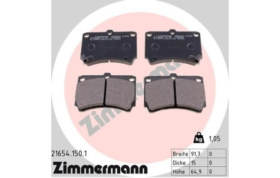 Kit de plaquettes de frein, frein à disque 21654.150.1 Zimmermann