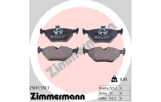 Kit de plaquettes de frein, frein à disque 21691.170.1 Zimmermann