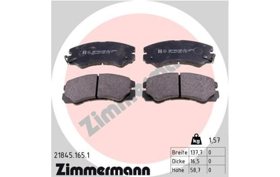 Kit de plaquettes de frein, frein à disque 21845.165.1 Zimmermann