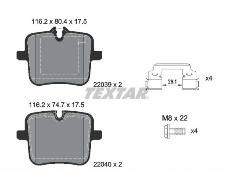 Kit de plaquettes de frein, frein à disque 2203901 Textar