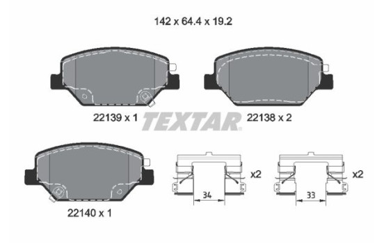 Kit de plaquettes de frein, frein à disque 2213901 Textar