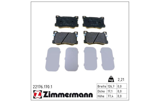 Kit de plaquettes de frein, frein à disque 22176.170.1 Zimmermann