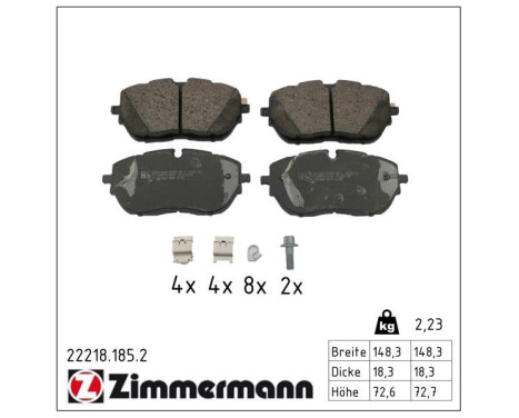 Kit de plaquettes de frein, frein à disque 22218.185.2 Zimmermann