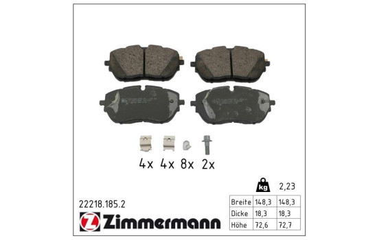 Kit de plaquettes de frein, frein à disque 22218.185.2 Zimmermann